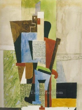 Man seated 1914 cubism Pablo Picasso Oil Paintings